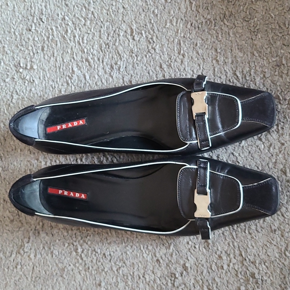 PRADA BLACK LEATHER HEELS SHOE